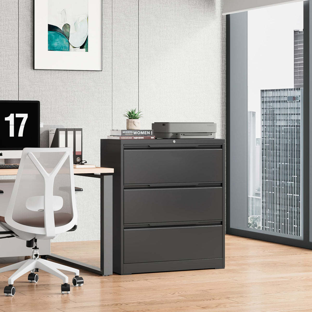 3 Drawer Metal File Cabinet with Lock D17045