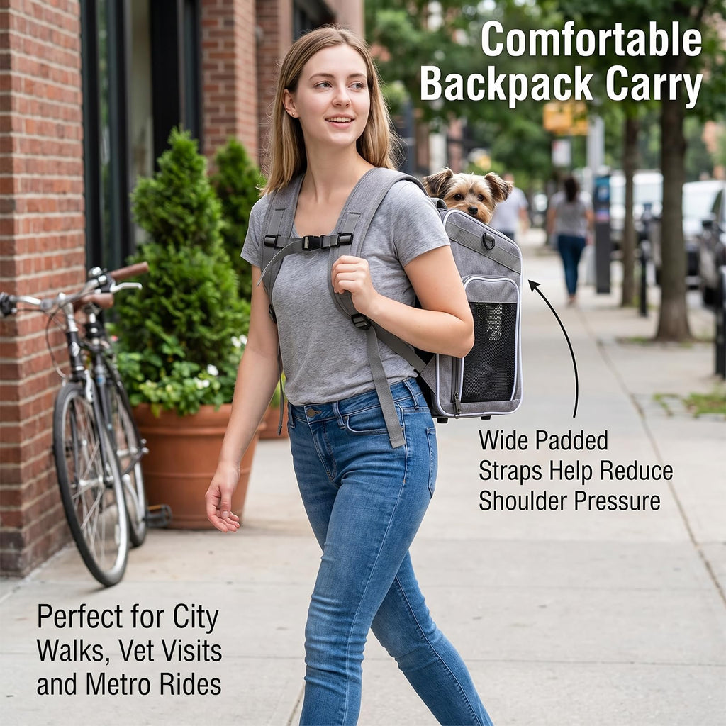 Foldable Expandable Pet Carrier Backpack for Bicycle Handlebar, Gray B23596