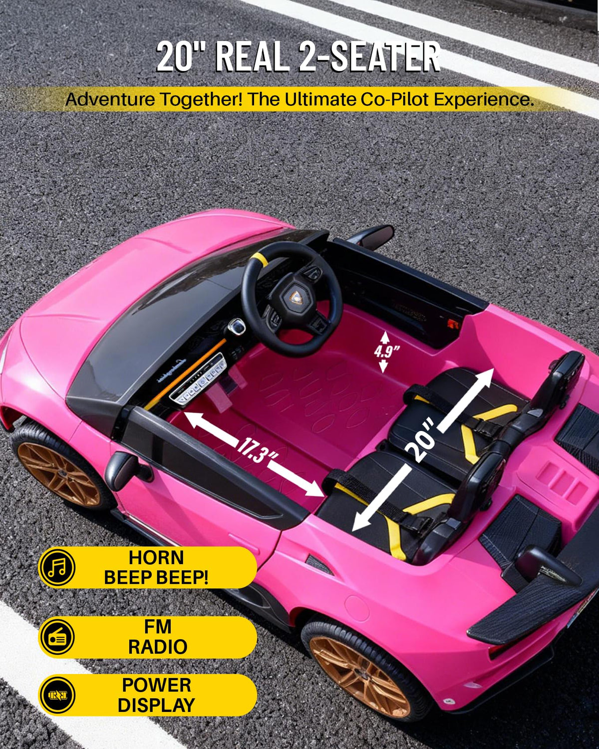 Pink 24V 2 Seater Kids Ride on Car J886
