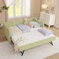 81-inch Twin to King Size Gingham Linen Upholstered Daybed with USB Charging Ports I8202