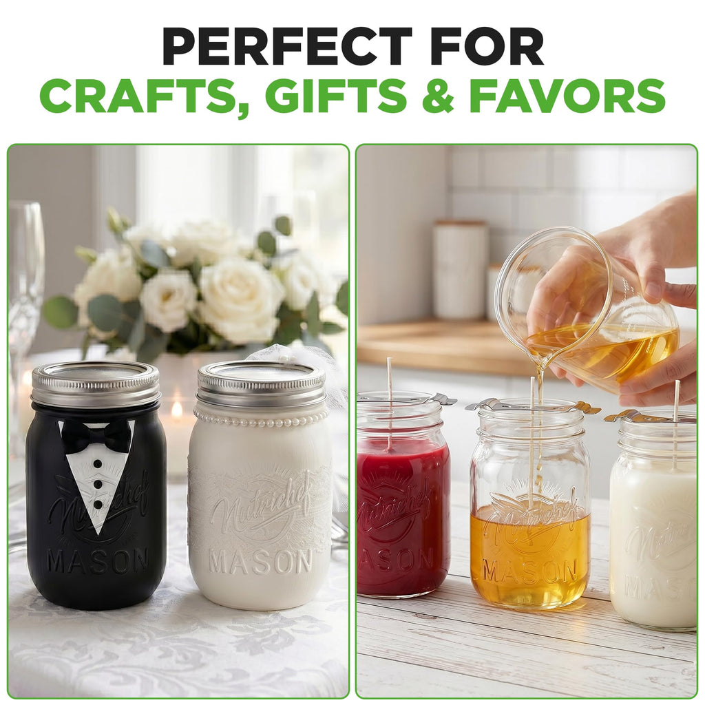 8-Pack 16 oz Glass Mason Jars with Lids N248334
