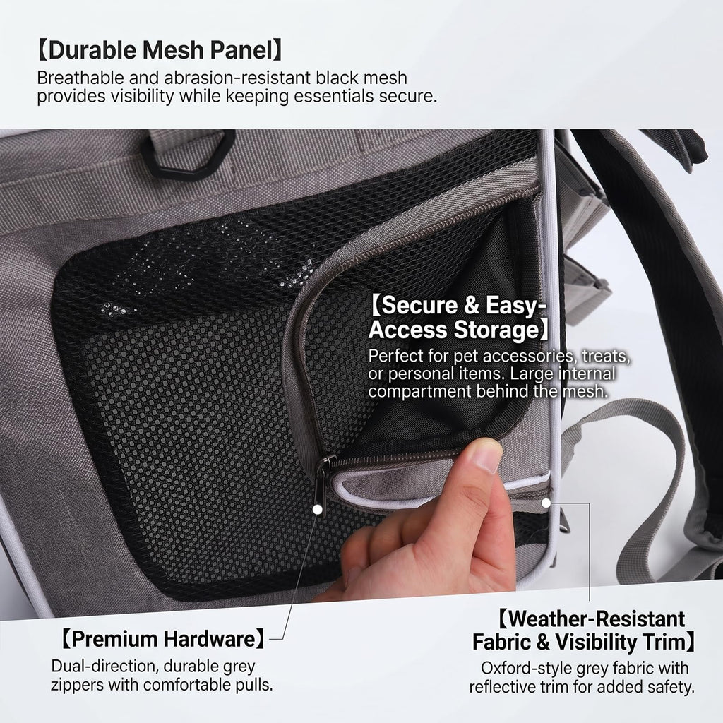 Foldable Expandable Pet Carrier Backpack for Bicycle Handlebar, Gray B23596