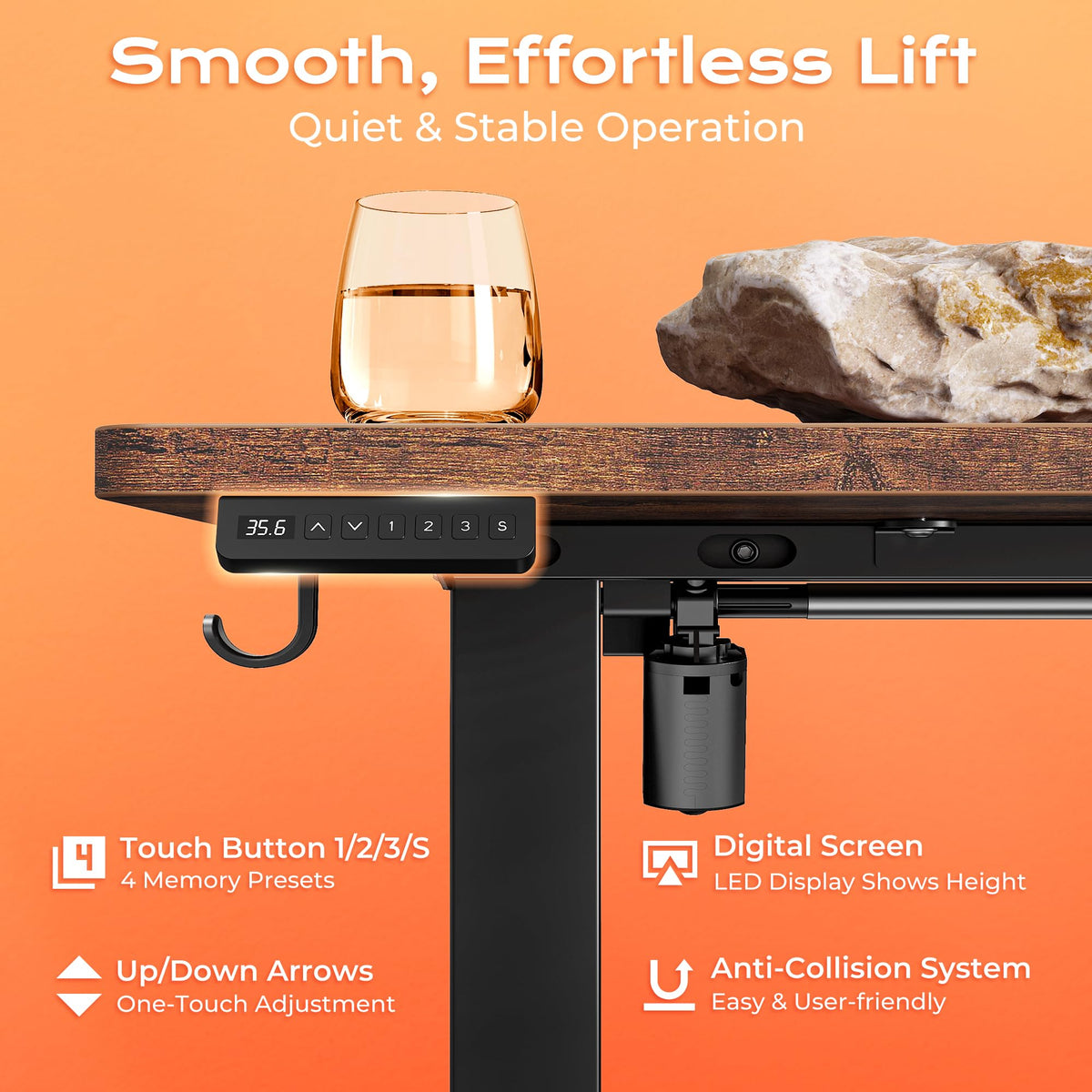 55.1'' L Standing Desk with Outlets, Cabinet, Shelves, Drawers Z2732