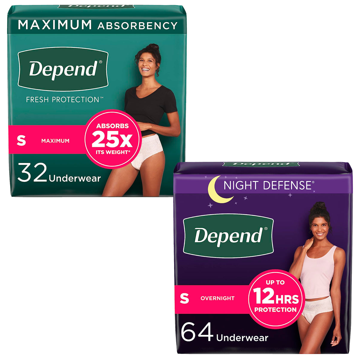 Adult Incontinence Underwear Bundle: Maximum S Blush 32 Count and Overnight S Blush 64 Count I61296