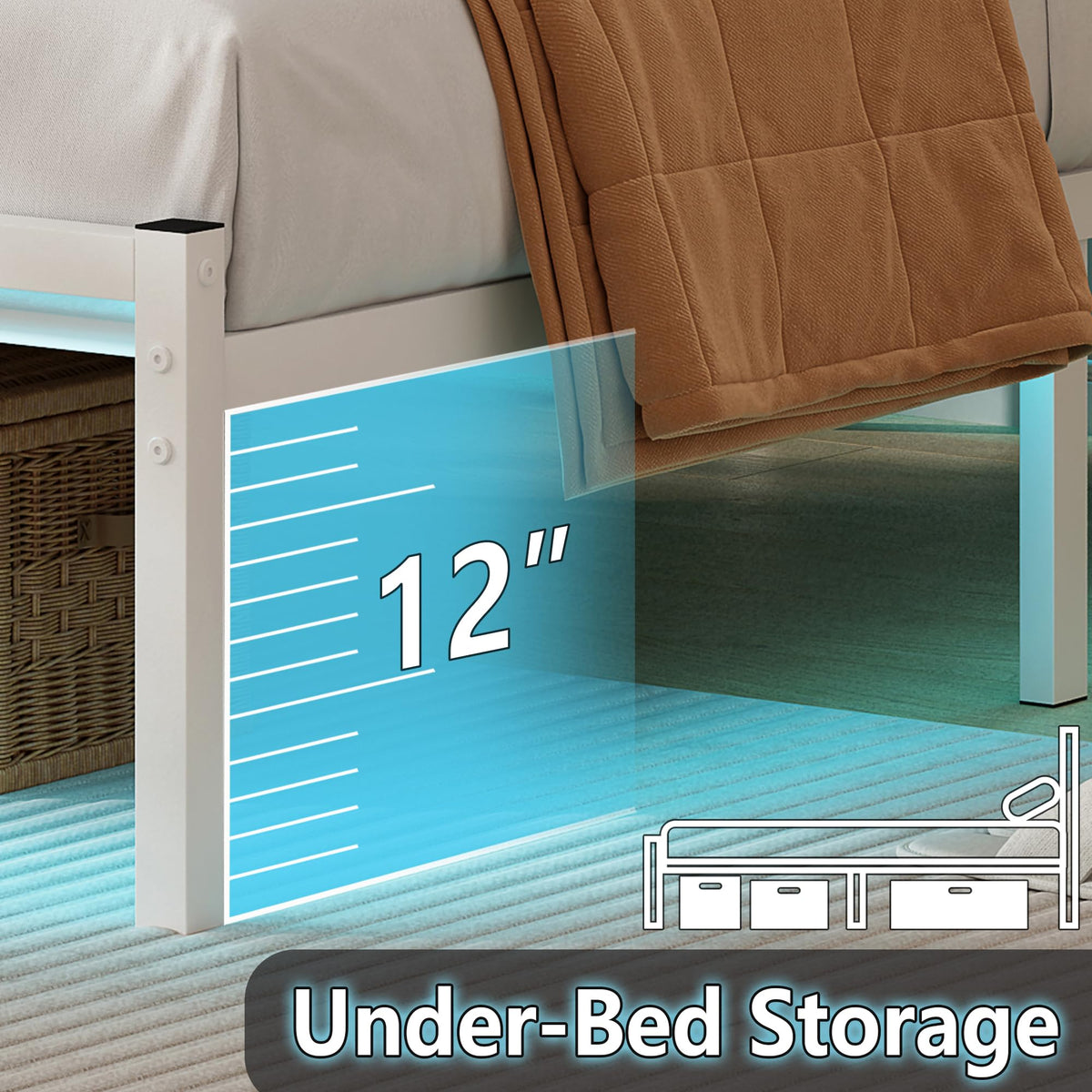 White Full Size Bed Frame with Headboard and USB Charging Station R74138
