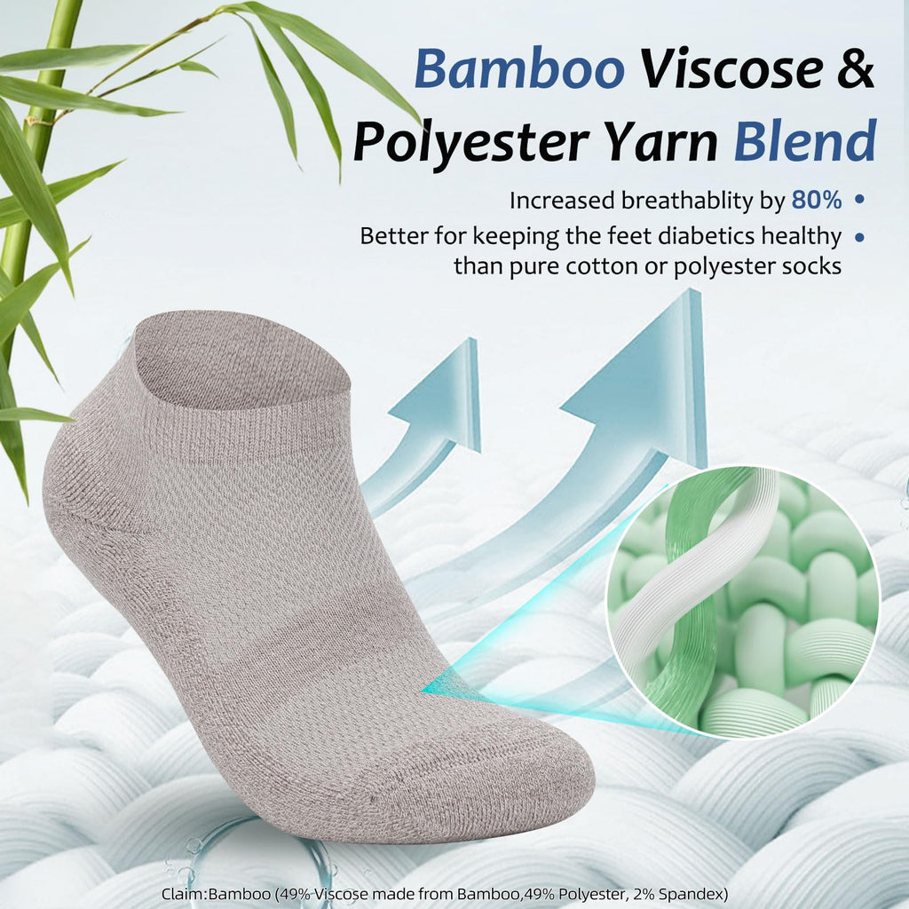 6 Pairs Low Cut Non Binding Bamboo Seamless Socks V849322