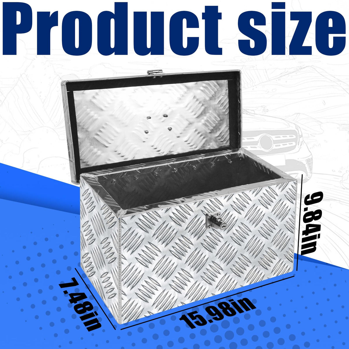 16 Inch Aluminum Waterproof Truck Bed Toolbox with Lock and Keys H207715