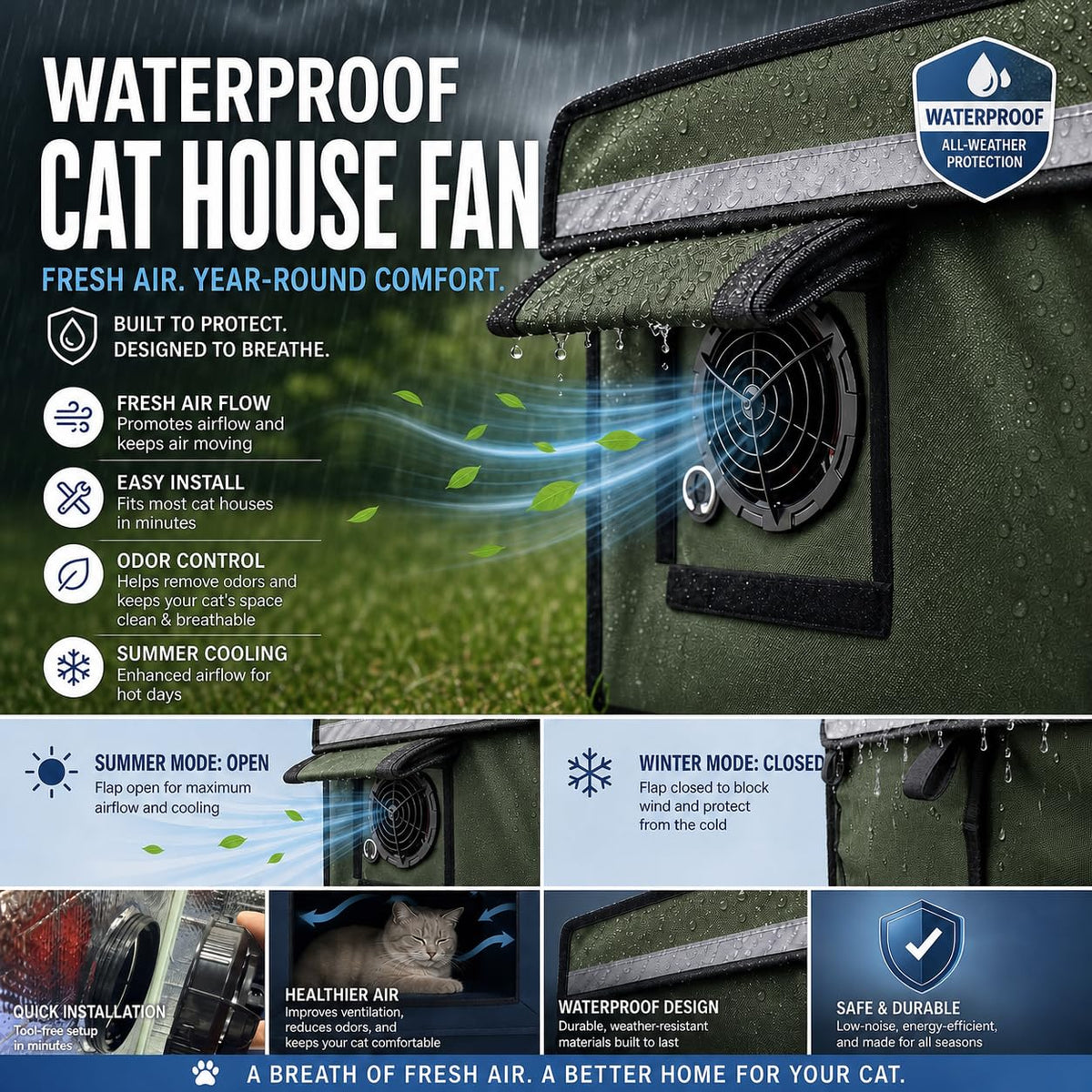Waterproof Insulated Outdoor Cat House H3077