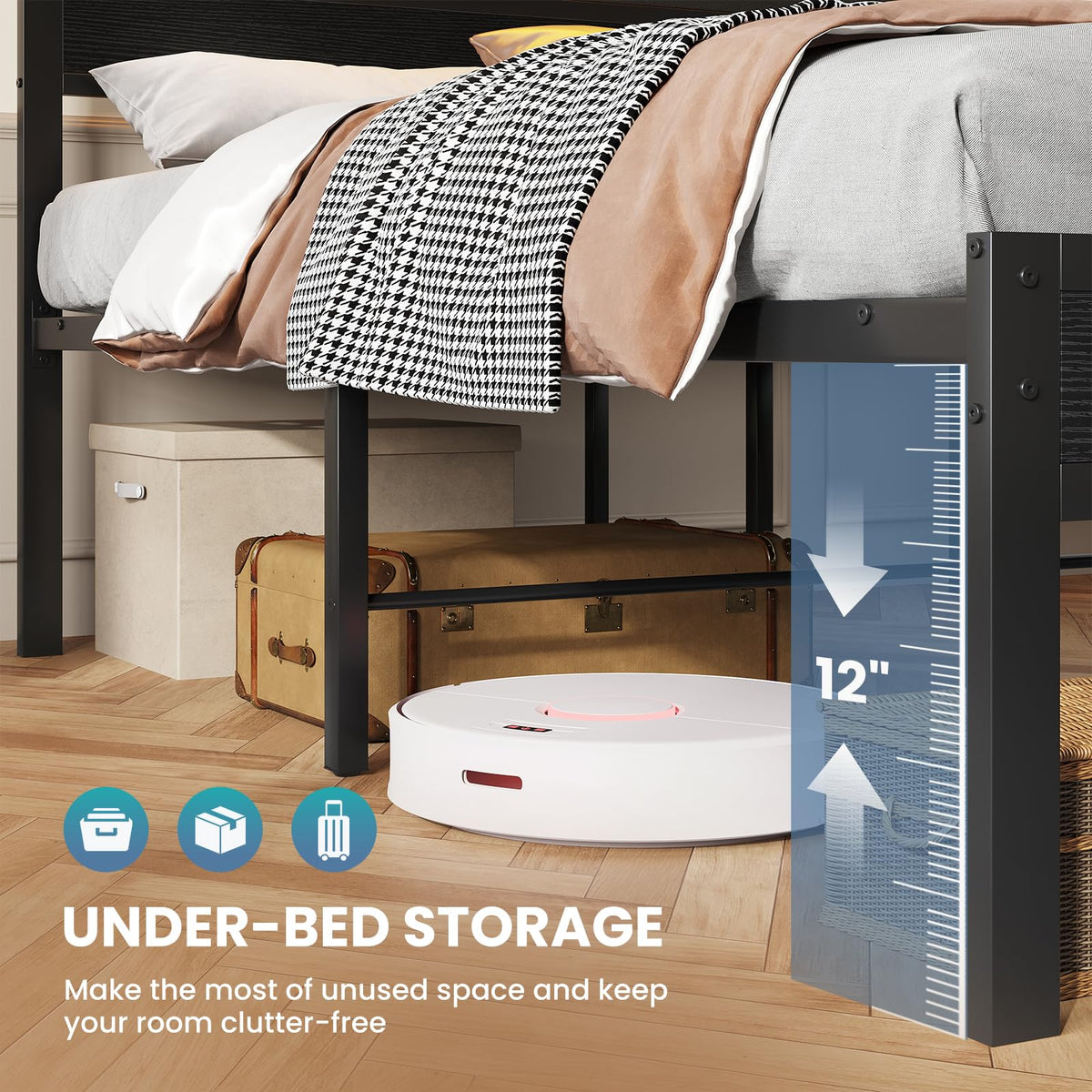 Full Bed Frame with Storage W5590