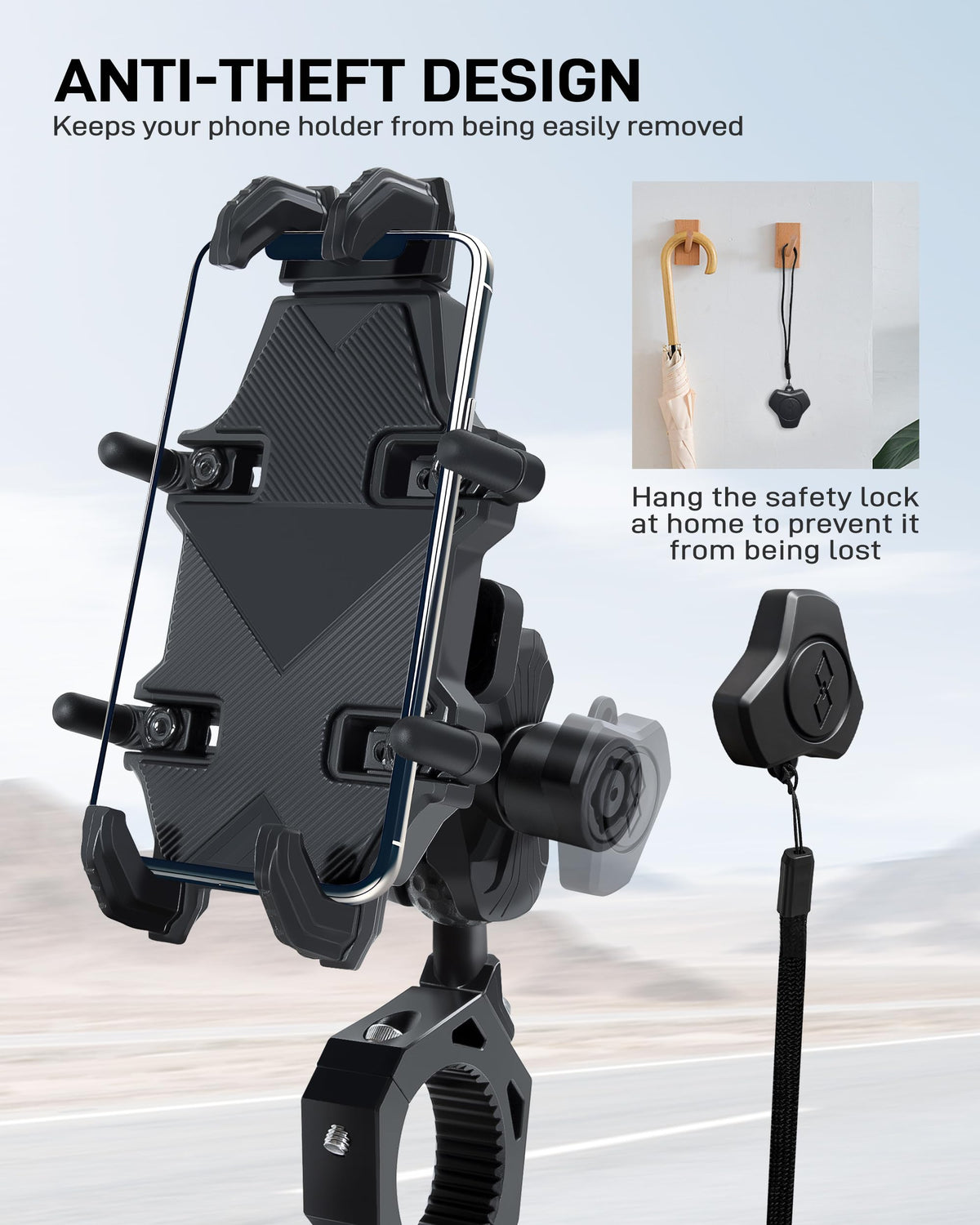 Anti-Theft UTV Phone Mount with Vibration Dampener D996