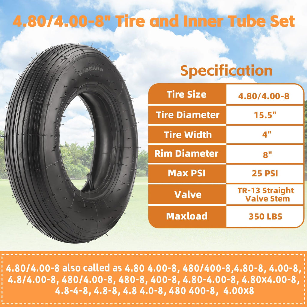 4.80/4.00-8" Tire and Inner Tube Set U20625