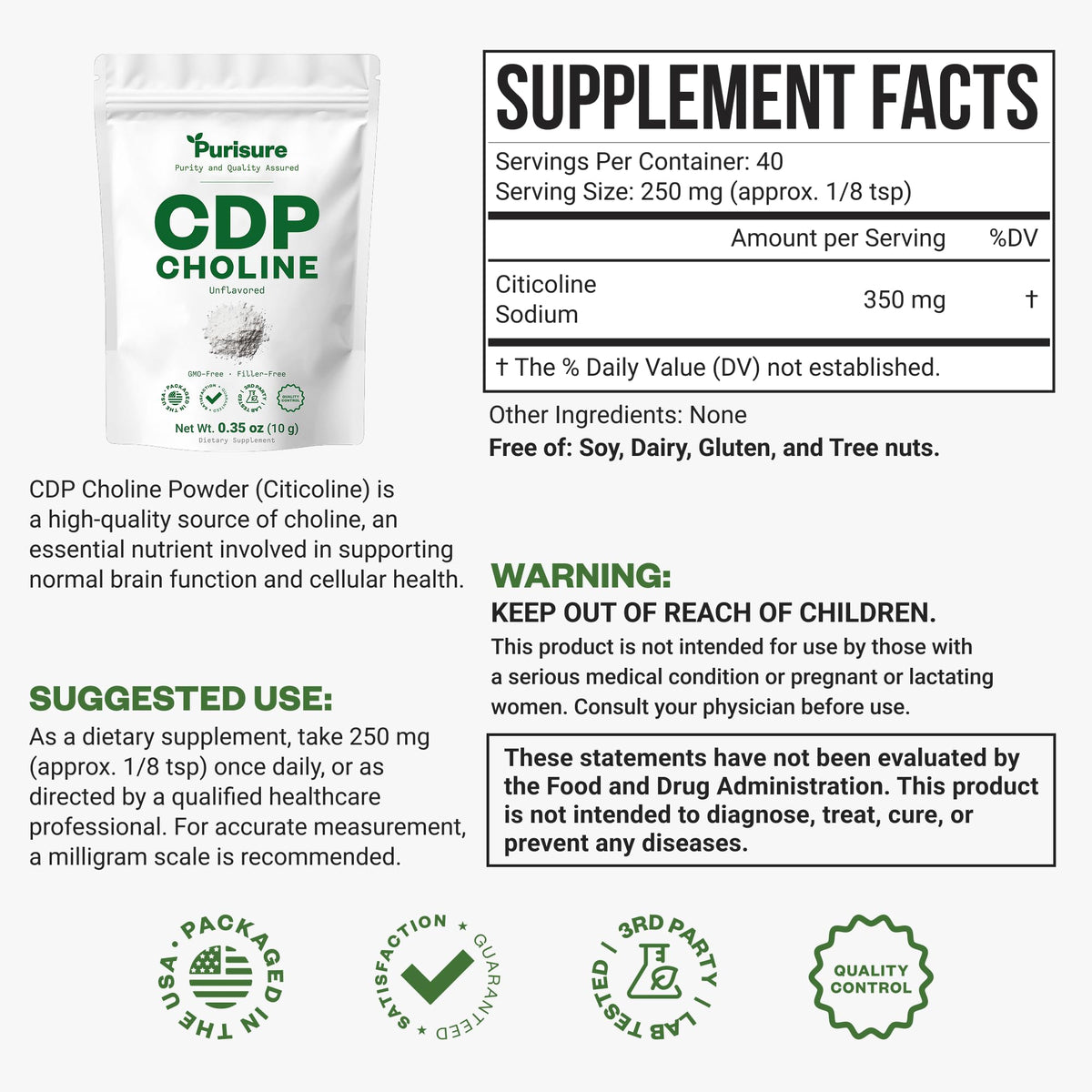 CDP Choline Powder 10g 40 Servings N437