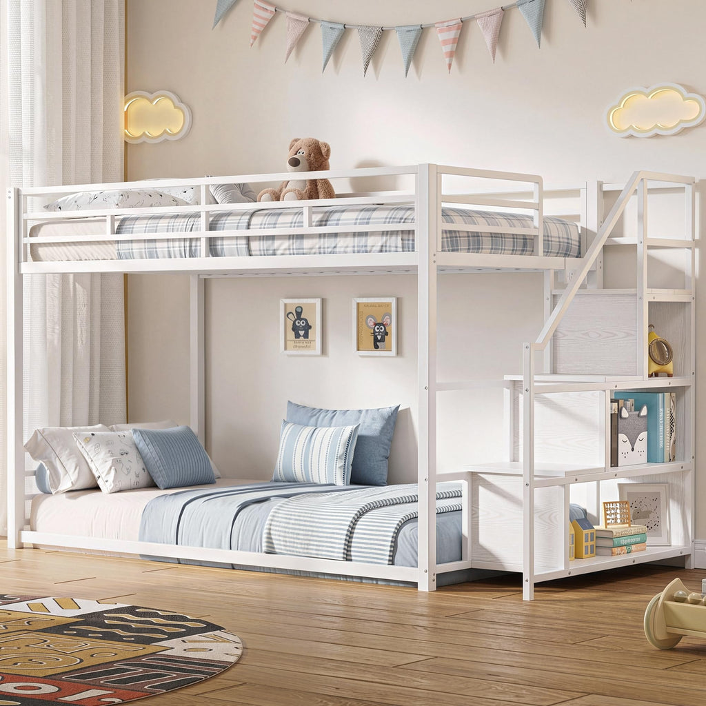 Twin Over Twin Bunk Bed with Stairs Q629479