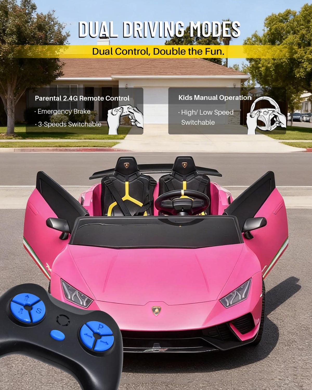 Pink 24V 2 Seater Kids Ride on Car J886