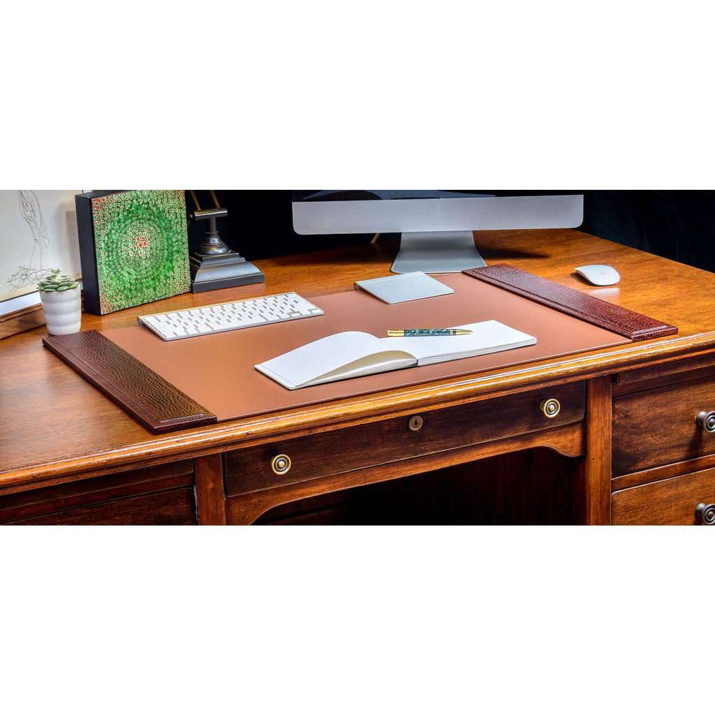 Brown Crocodile Embossed Leather Desk Set O8659
