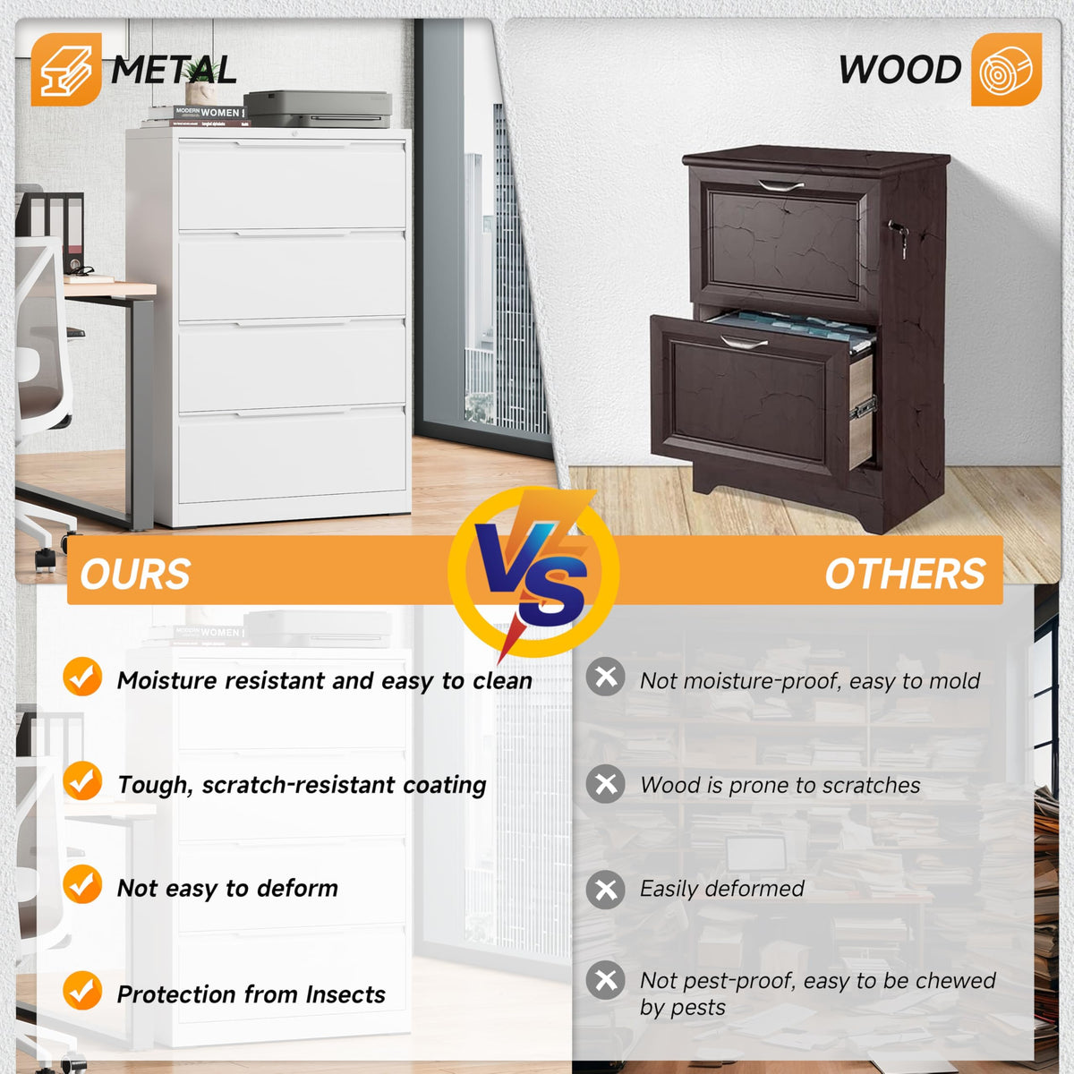 3 Drawer Metal File Cabinet with Lock D17045