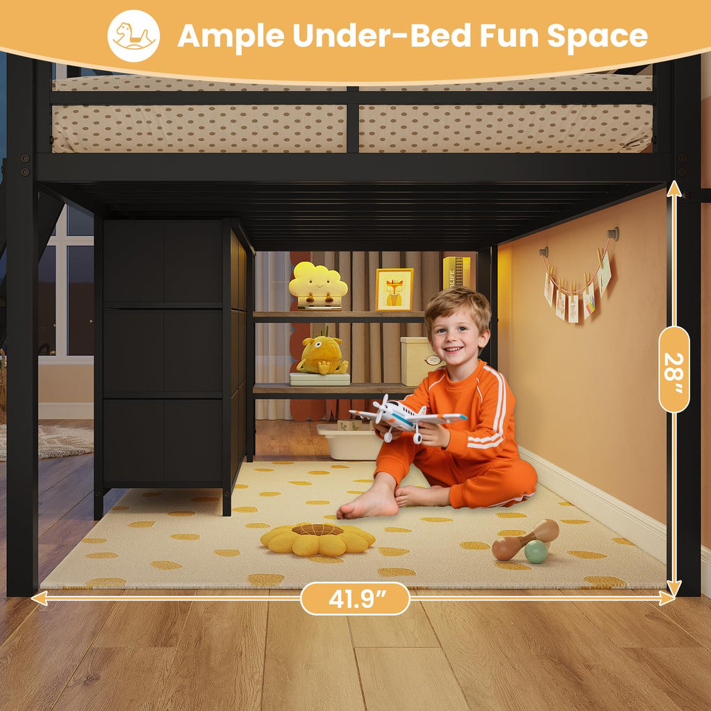 Twin Size Loft Bed with 9 Storage Drawers O999027