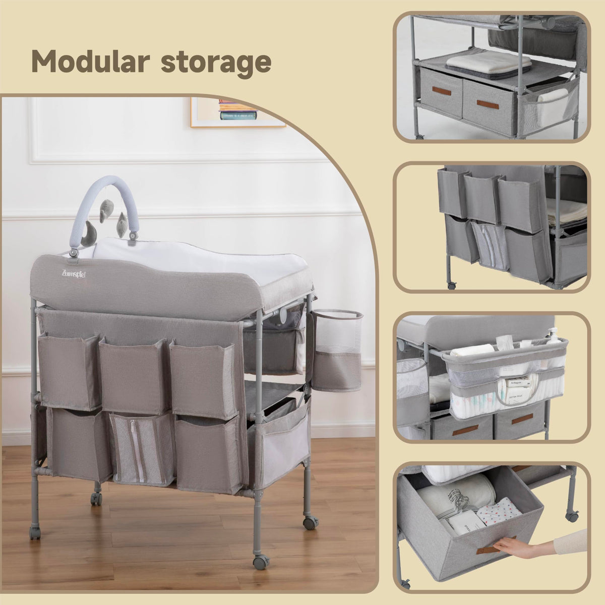 Portable Folding Baby Changing Table with 2 Drawers W28243
