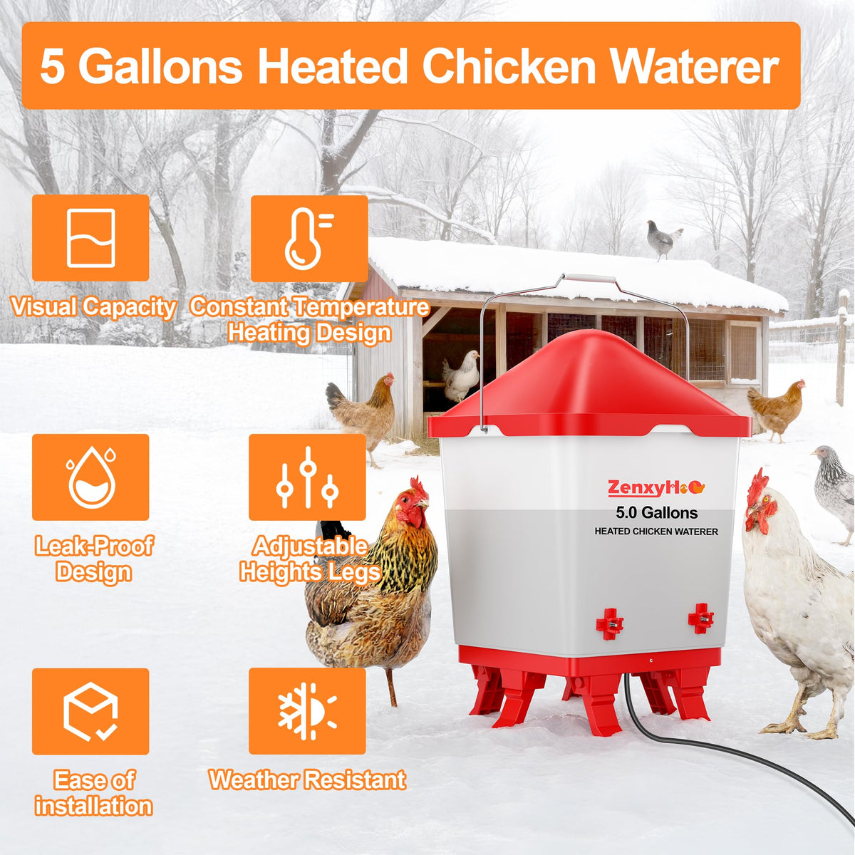 5.0 Gal Heated Chicken Waterer Bucket J542060