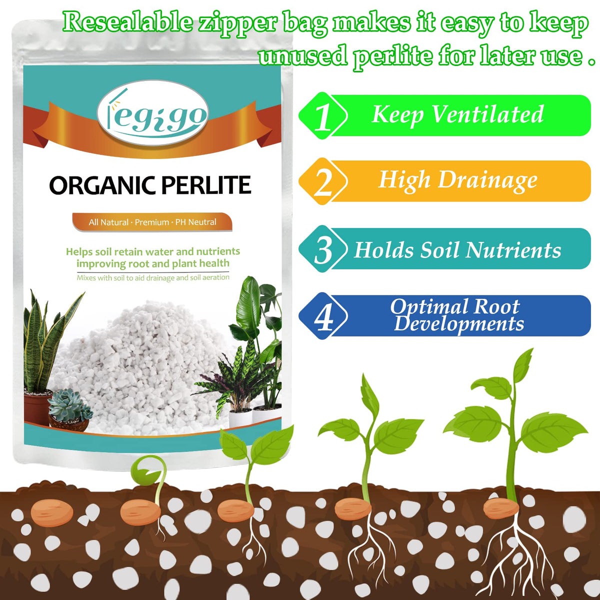 4 Quarts Organic Perlite for Plants N771792