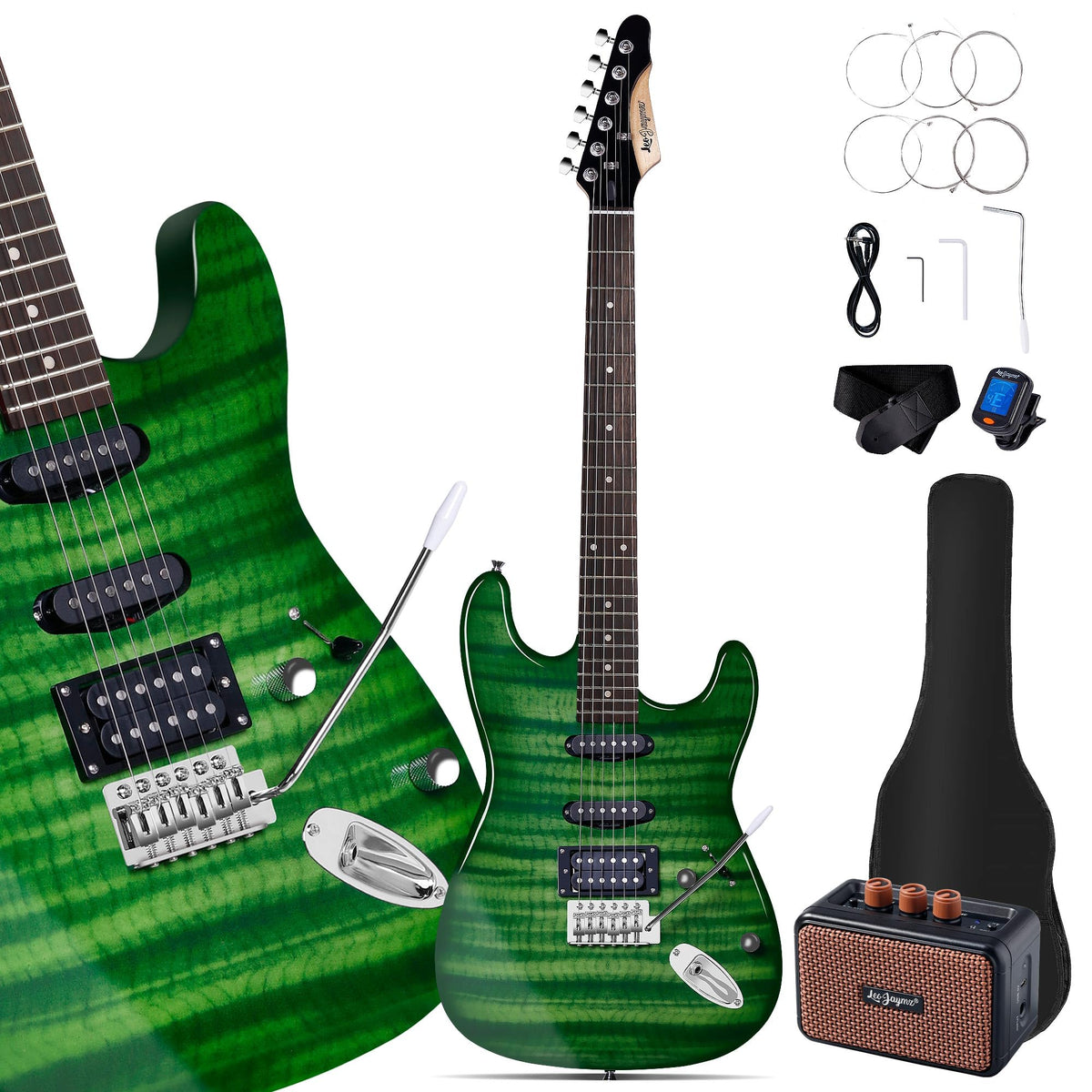 39" Full Size SSH Electric Guitar Starter Kit with Amp W6628