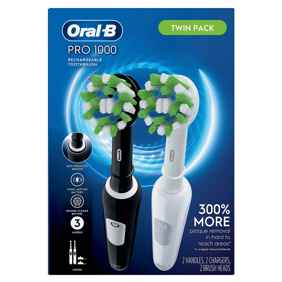 Black and White 2 Count Electric Toothbrush N15028