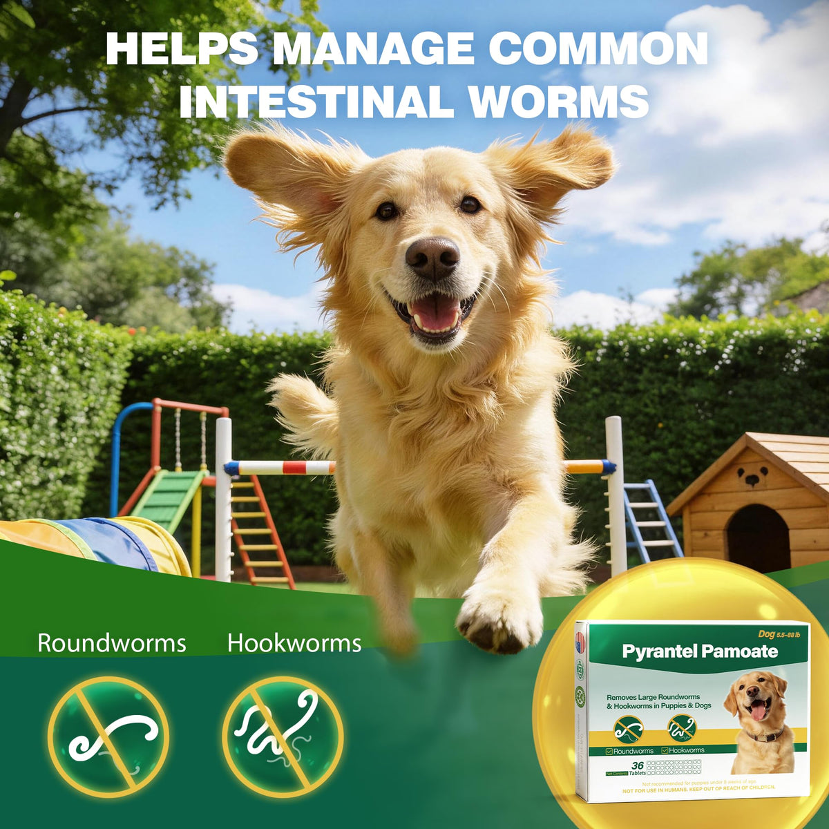 Chewable Pyrantel Pamoate Dog Dewormer 36 Tablets Q122