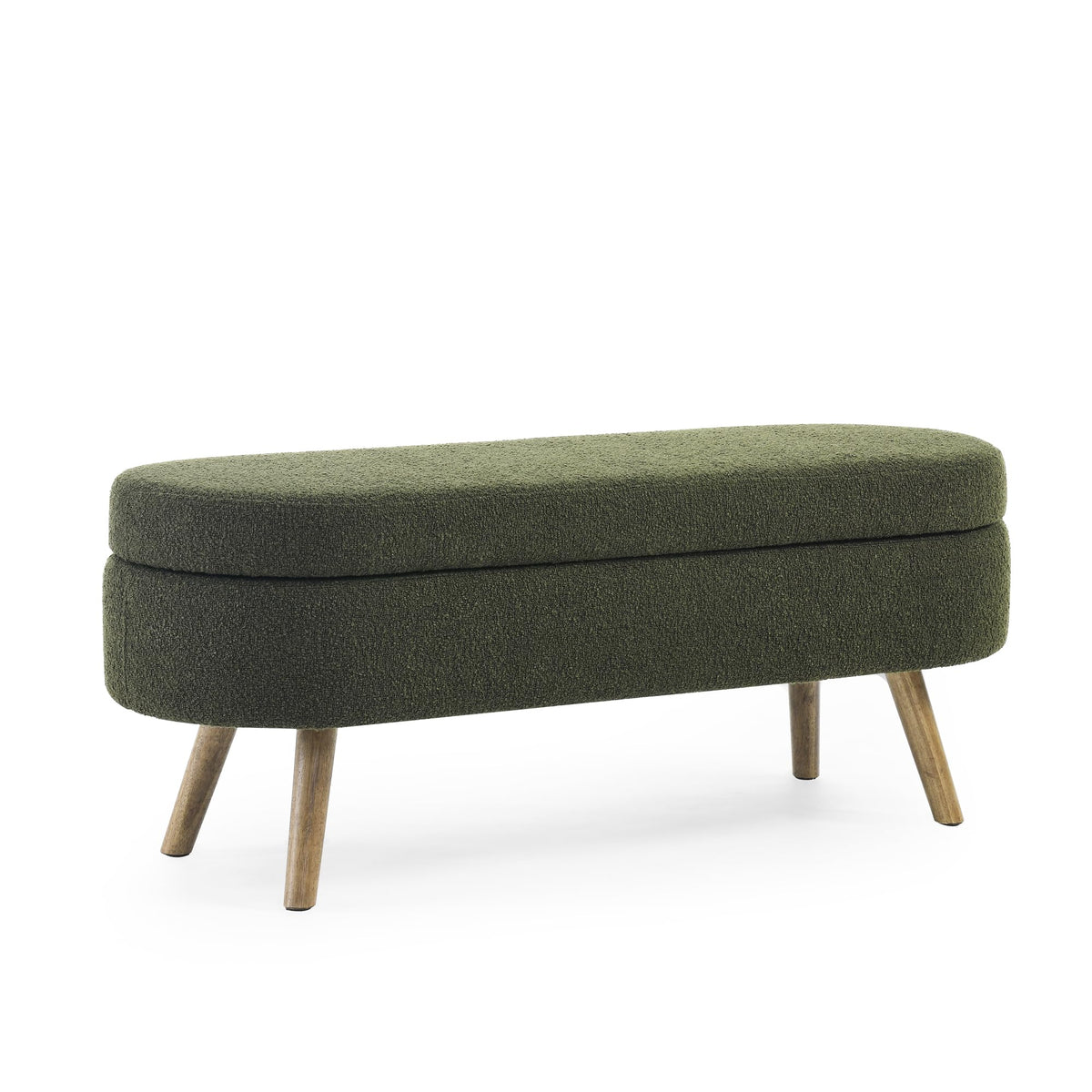 Oval Storage Bench with Rubber Wood Legs Green E215004