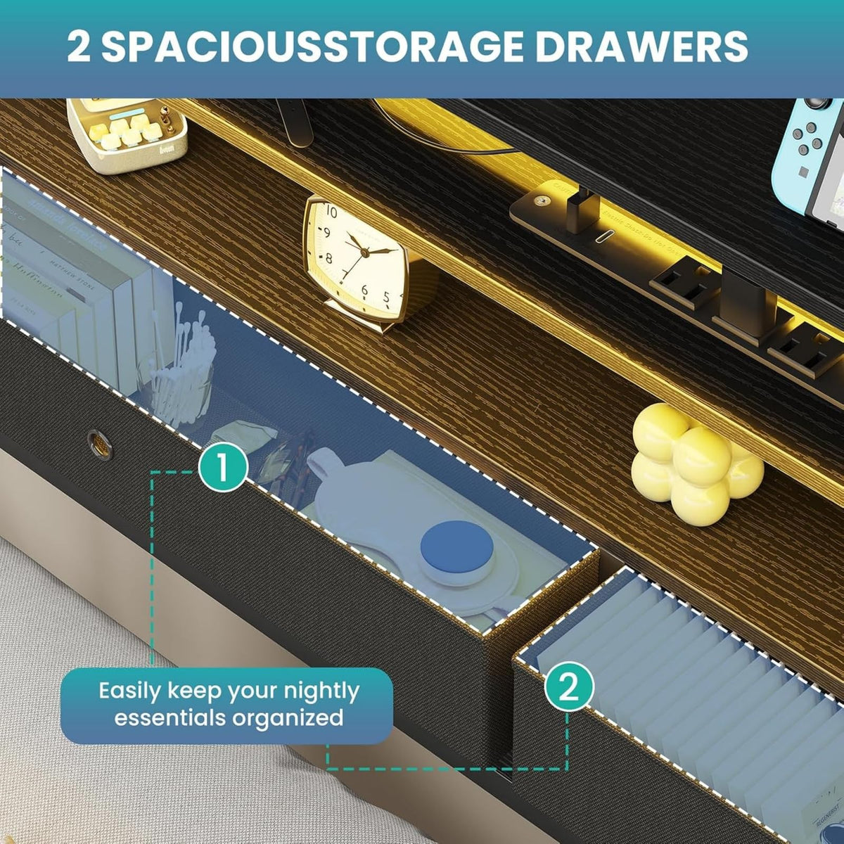 Full Bed Frame with Storage W5590