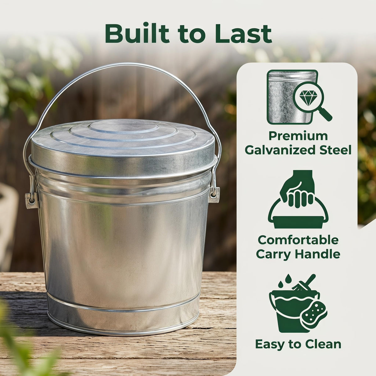Galvanized Steel 6 Gallon Storage Can with Locking Lid B19058