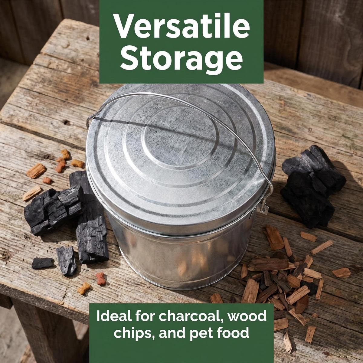 Galvanized Steel 6 Gallon Storage Can with Locking Lid B19058