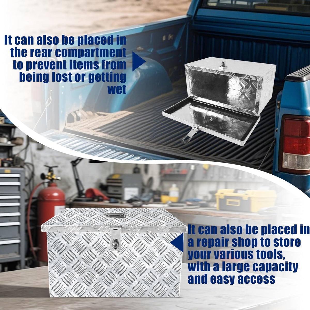 16 Inch Aluminum Waterproof Truck Bed Toolbox with Lock and Keys H207715