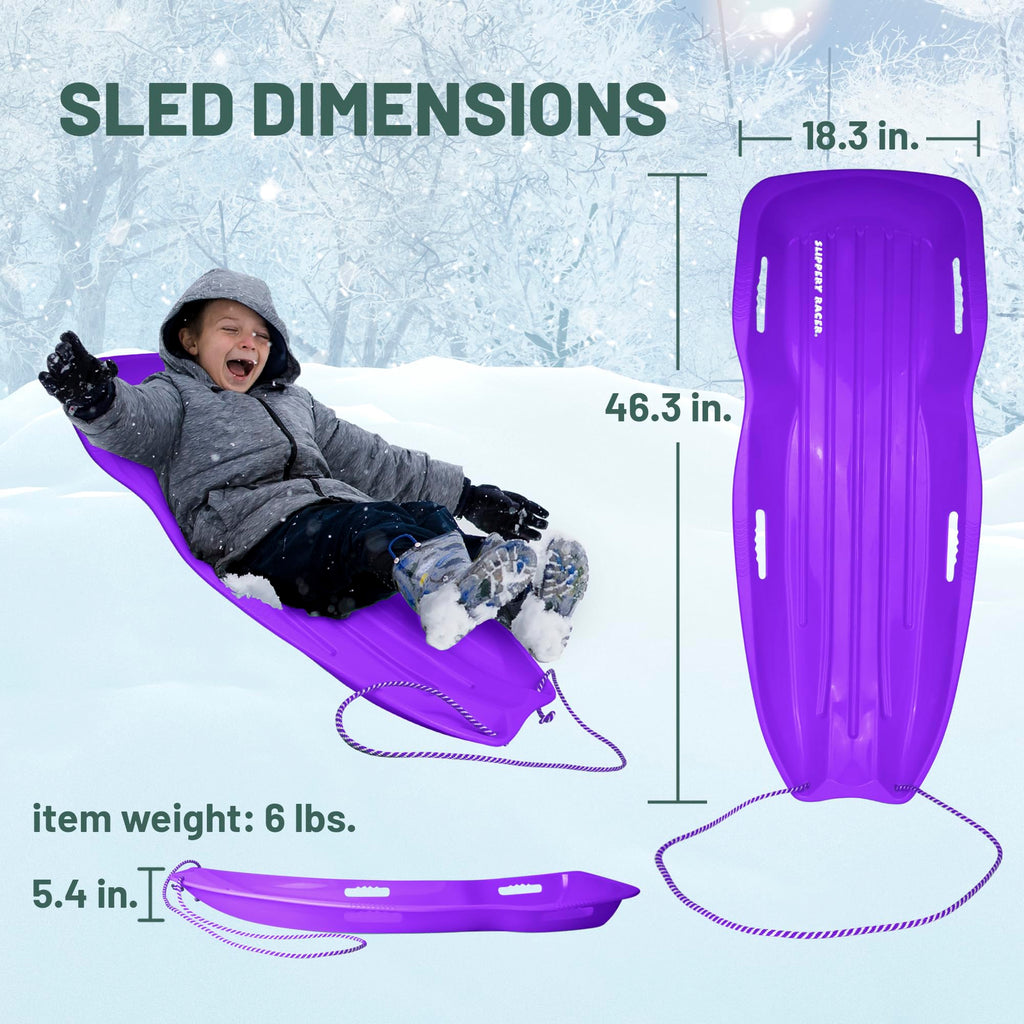 Flexible Plastic Toboggan Snow Sled with Pull Rope and Handles A5874