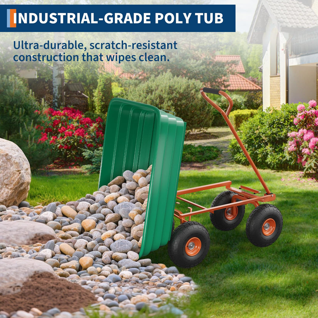 Heavy Duty 4 Cu Ft 1200Lbs Utility Wagon with 10" No-Flat Tires D838