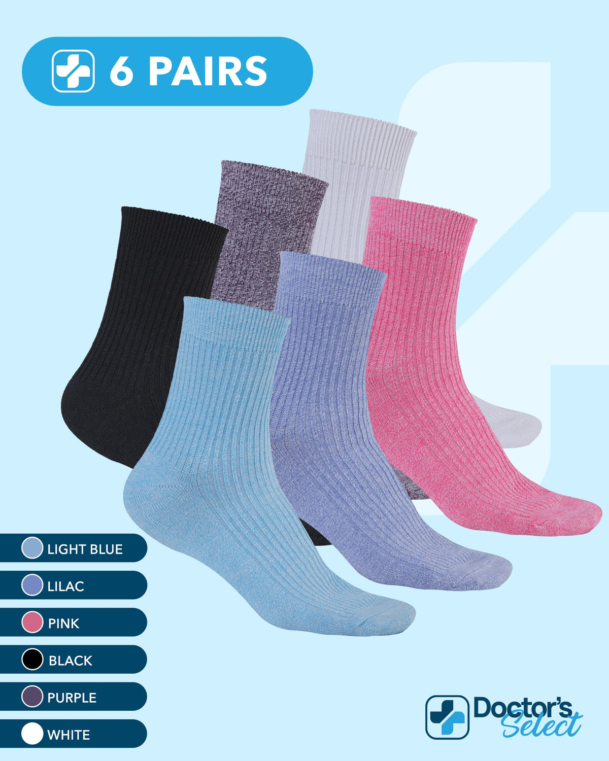 Bamboo Viscose Diabetic Socks 6 Pairs T7758