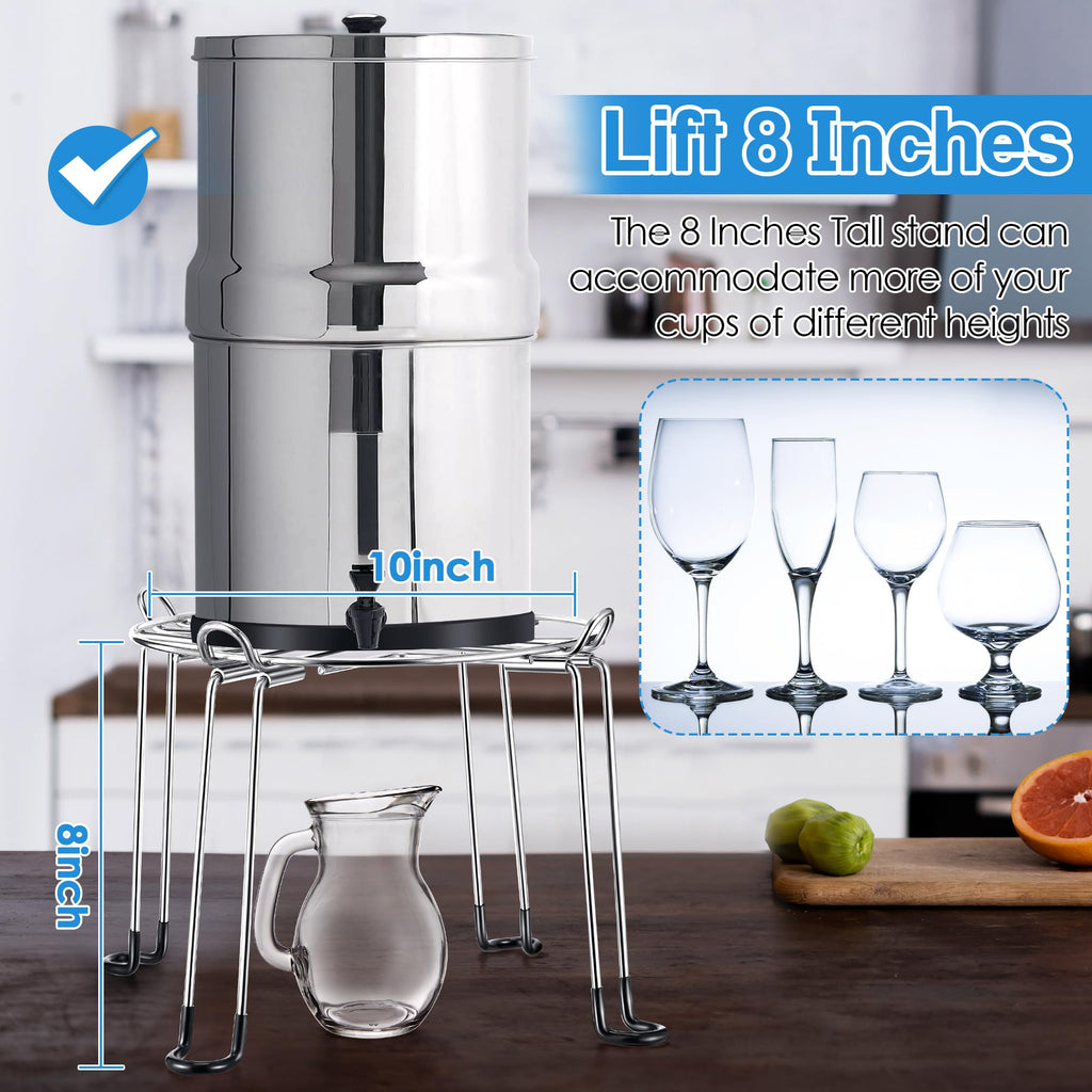 10" Diameter 8" Tall Stainless Steel Gravity Fed Water Filter Stand C517883
