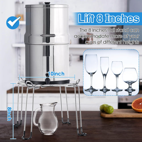 10" Diameter 8" Tall Stainless Steel Gravity Fed Water Filter Stand C517883