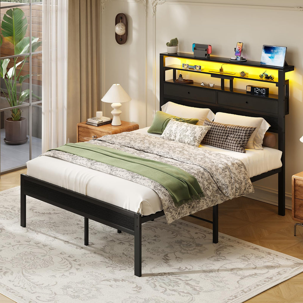 Full Bed Frame with Storage W5590