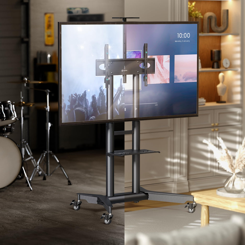 Mobile TV Stand on Wheels 32-75 Inch Black E15259