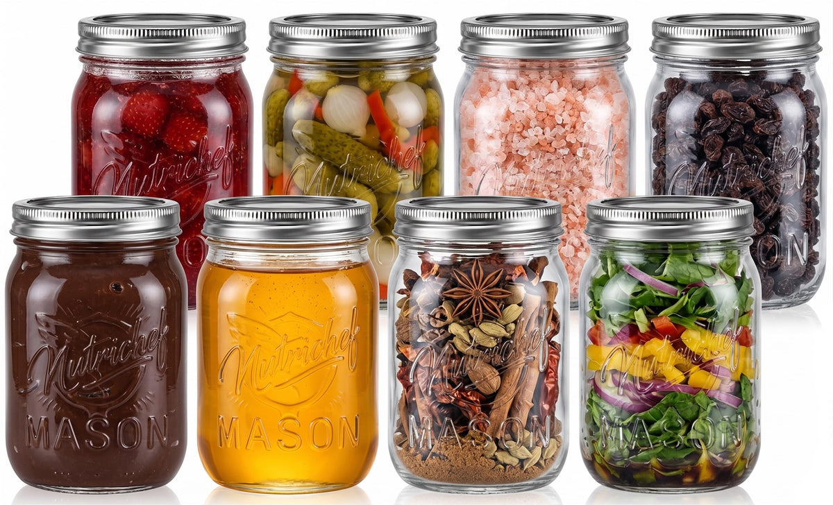 8-Pack 16 oz Glass Mason Jars with Lids N248334