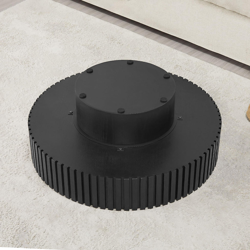 Black Round Coffee Table with Base M647