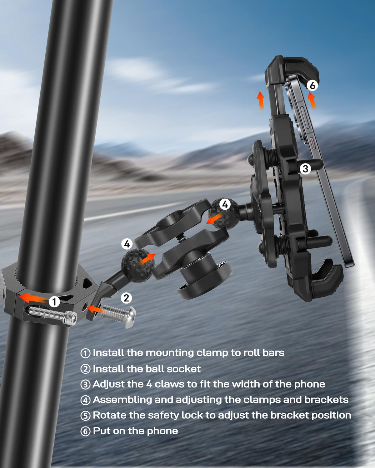 Anti-Theft UTV Phone Mount with Vibration Dampener D996