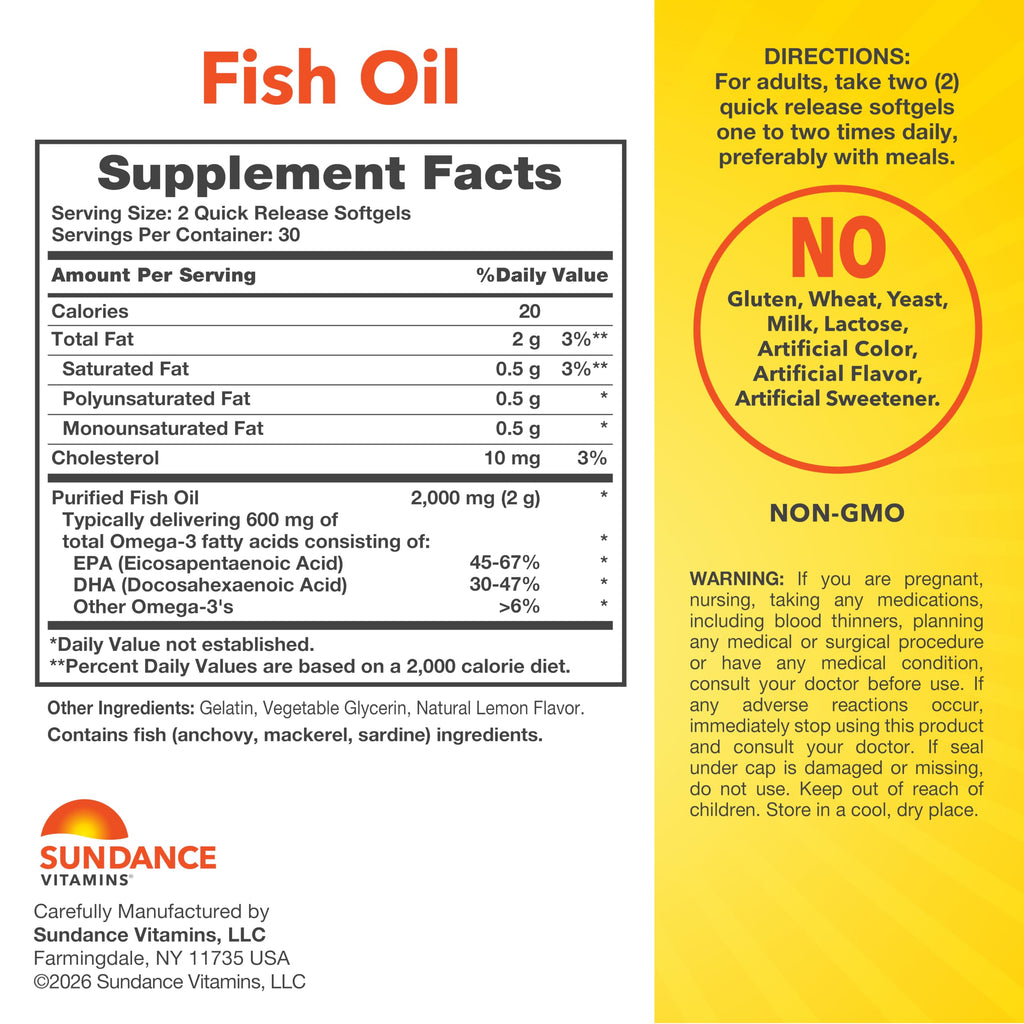 Fish Oil Omega 3 Supplement 1000mg 60 Softgels P891