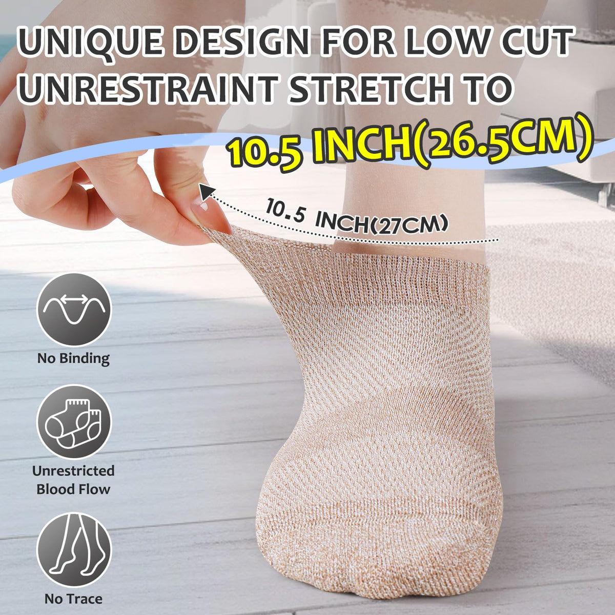 6 Pairs Low Cut Non Binding Bamboo Seamless Socks V849322