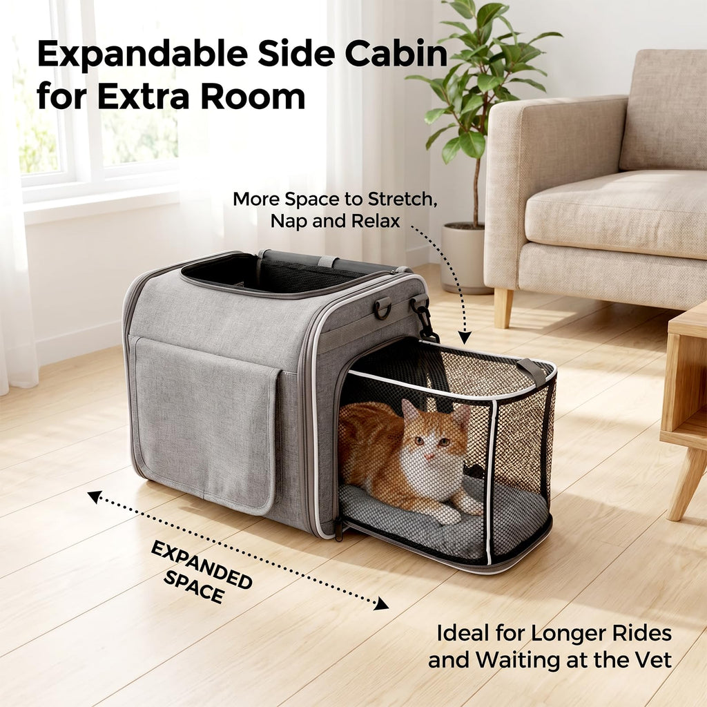 Foldable Expandable Pet Carrier Backpack for Bicycle Handlebar, Gray B23596