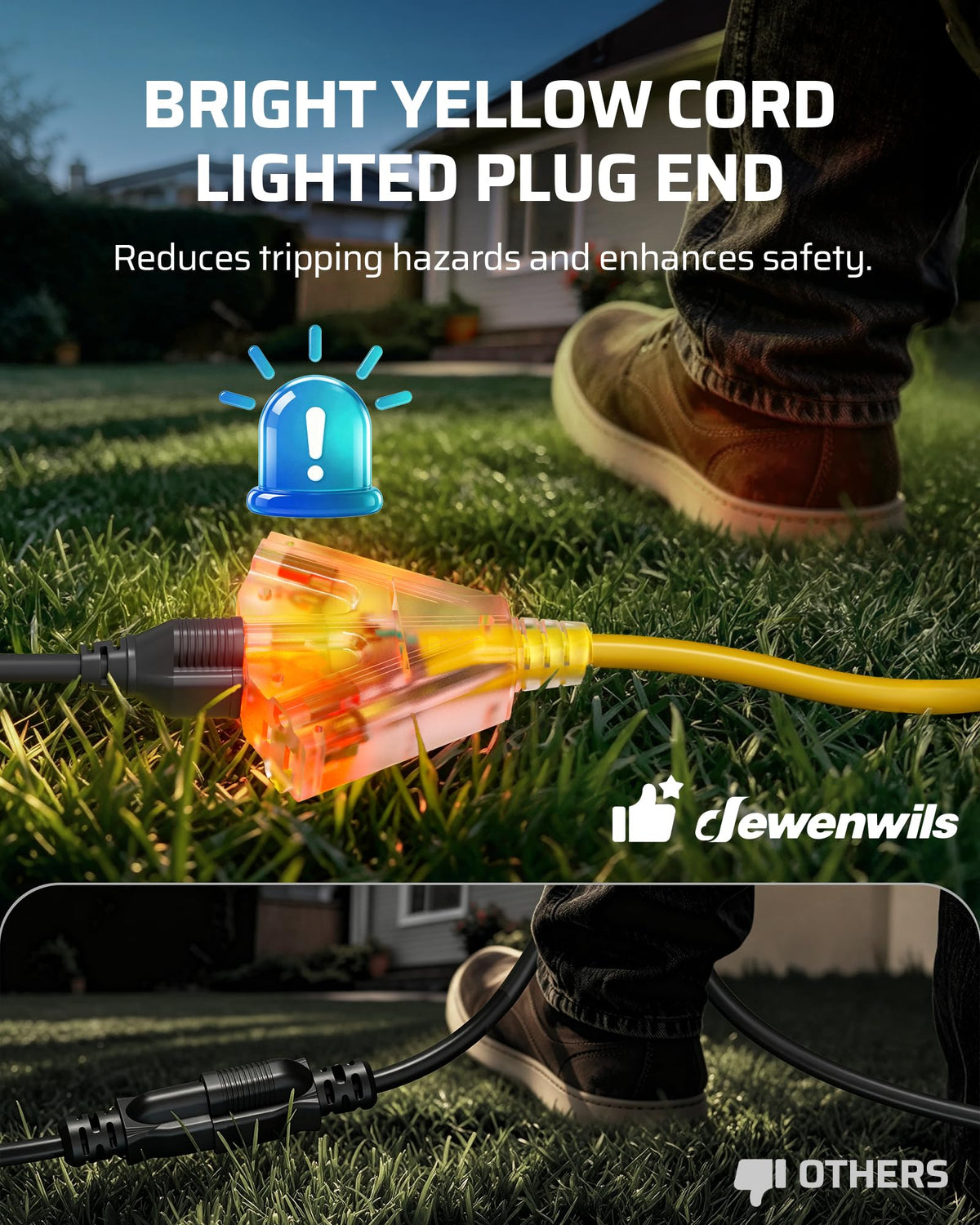 100FT GFCI Extension Cord 3 Prong Plug 12/3 AWG SJTW U310