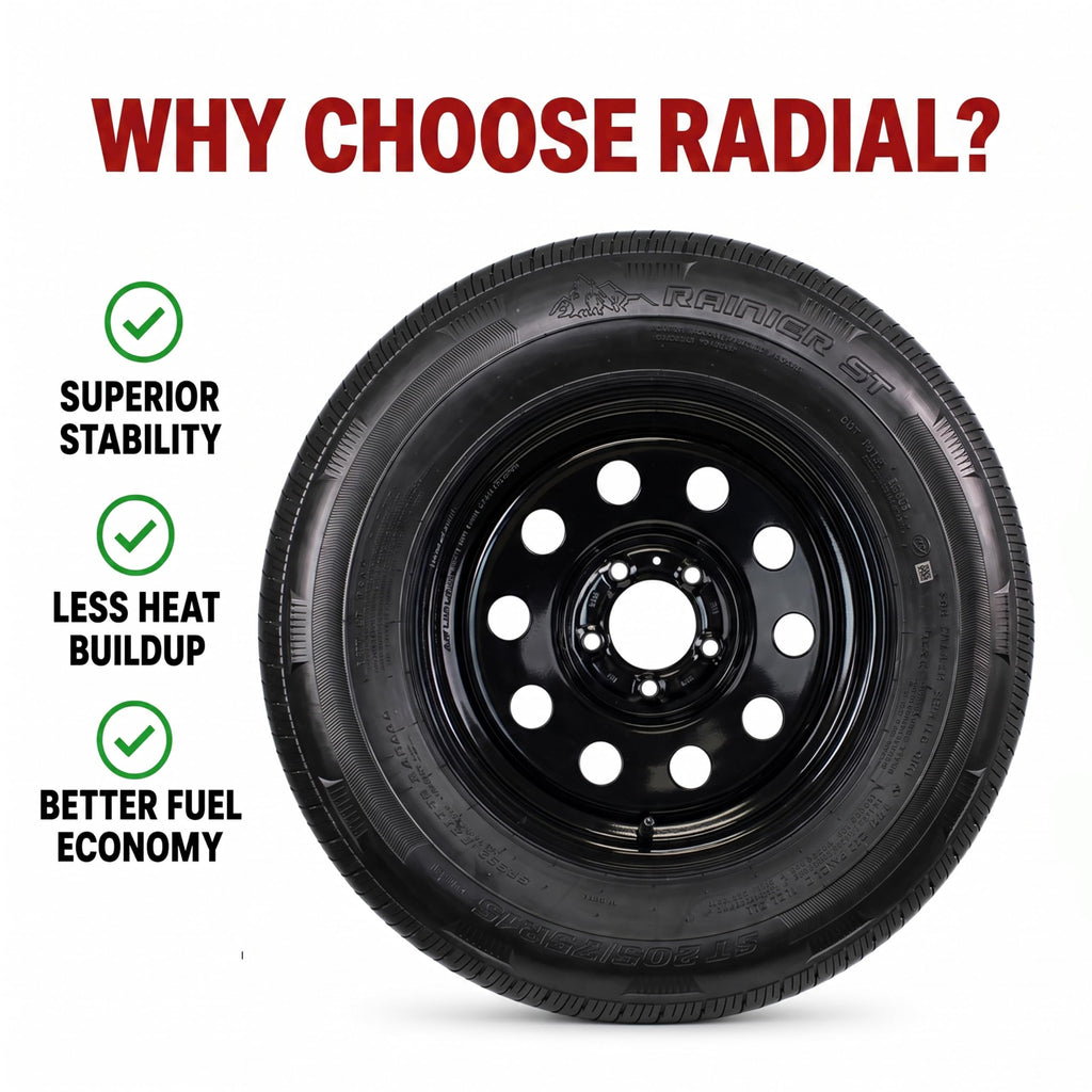 ST205/75R15 LRC 5 Lug Black Trailer Tire Rim Assembly N481674