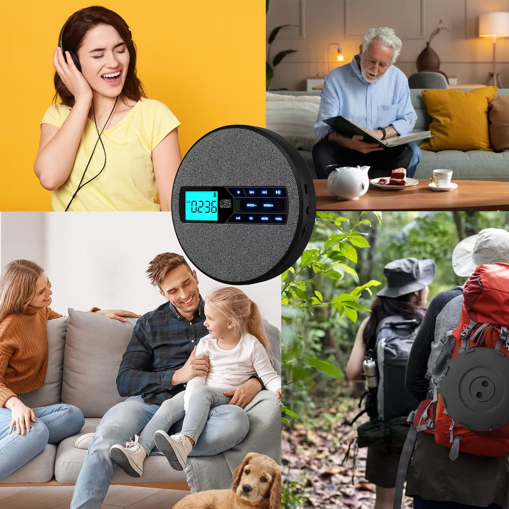 Portable Rechargeable CD Player with Dual Speakers, Black L4537