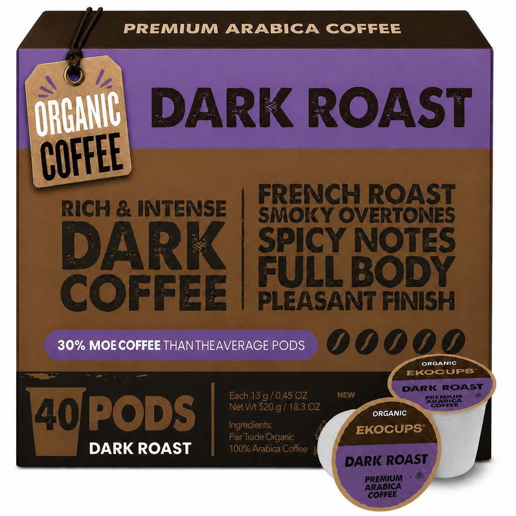 Organic Dark Roast Coffee Pods, 40 Recyclable Capsules R75065
