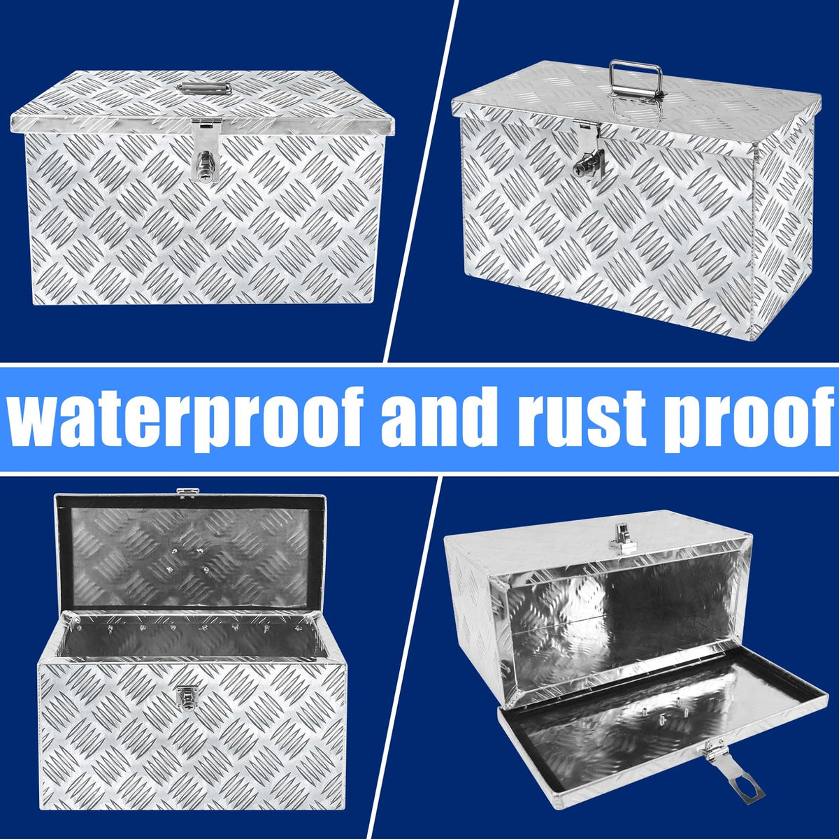 16 Inch Aluminum Waterproof Truck Bed Toolbox with Lock and Keys H207715